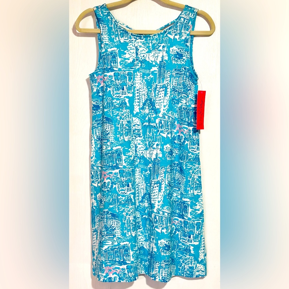 NWT Lilly Pulitzer NYC Toile Shorely Blue Kristen Dress “Lilly Loves NYC”